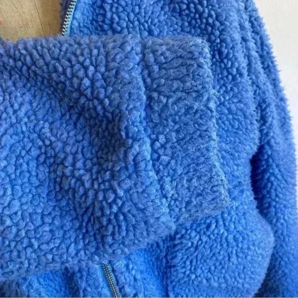 Angel Kiss Blue Sherpa Bomber Zip Up Jacket Size Small - Picture 5 of 7